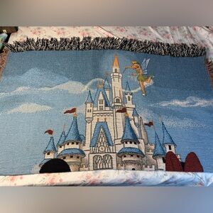 Enchanting Blue‎ and White Castle Tapestry Wall Decor, Mickey&Minnie, vintage